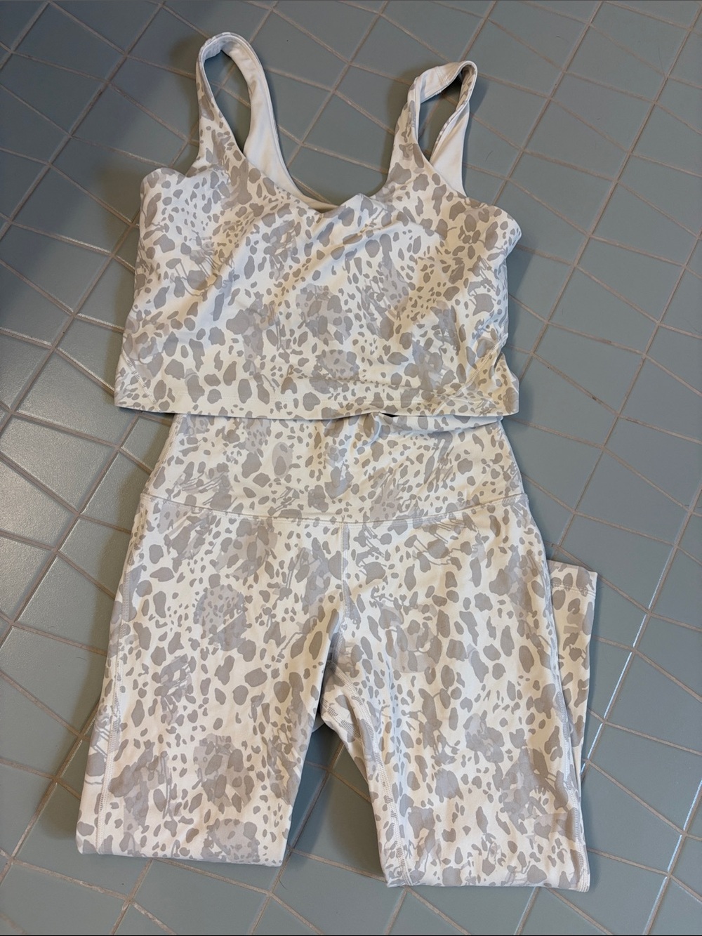 Lululemon align Women's Beige Leopard Print Tank & Legging Set